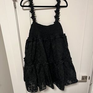 Dream Sister Jane ENFLOWER JACQUARD MINI DRESS - COAL BLACK / L